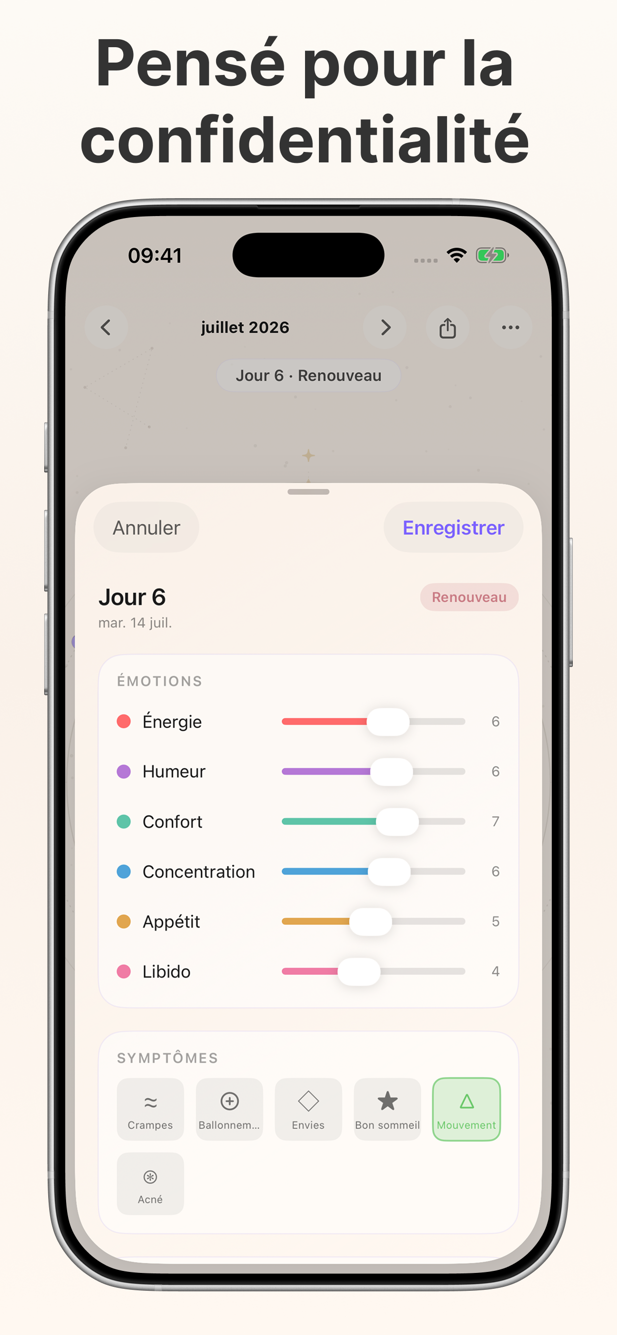 Suivi Moonwave de l'humeur et des symptômes menstruels